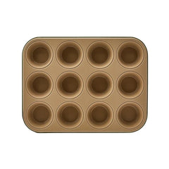 Karaca Jennese - Muffin Bakvorm - 12-vormpjes - 27 cm - Carbon Staal - Groen