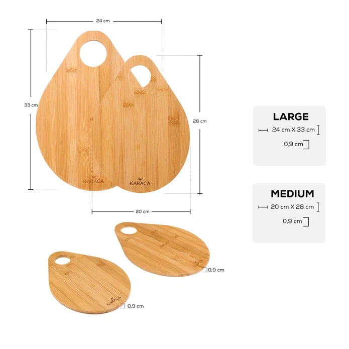 Karaca Damla - Bamboehouten Snijplank - Set van 2 - 33 x 24 cm