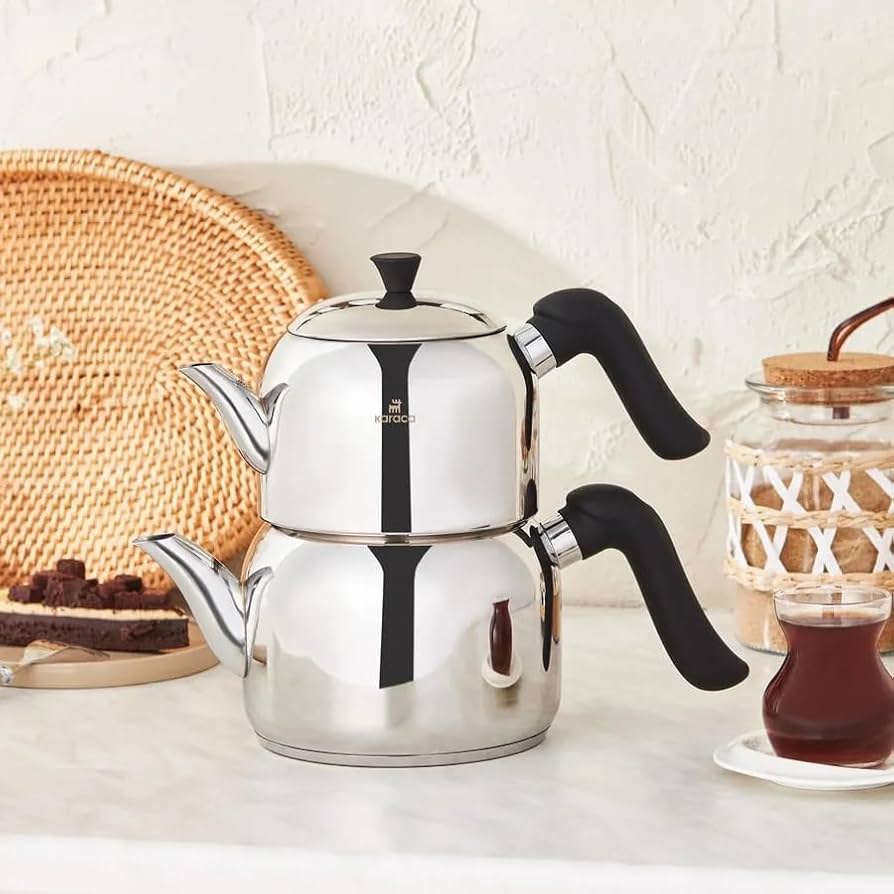 Karaca Edana – RVS Theepot met Zwarte Handvatten – 1900 ml – Inductiegeschikt