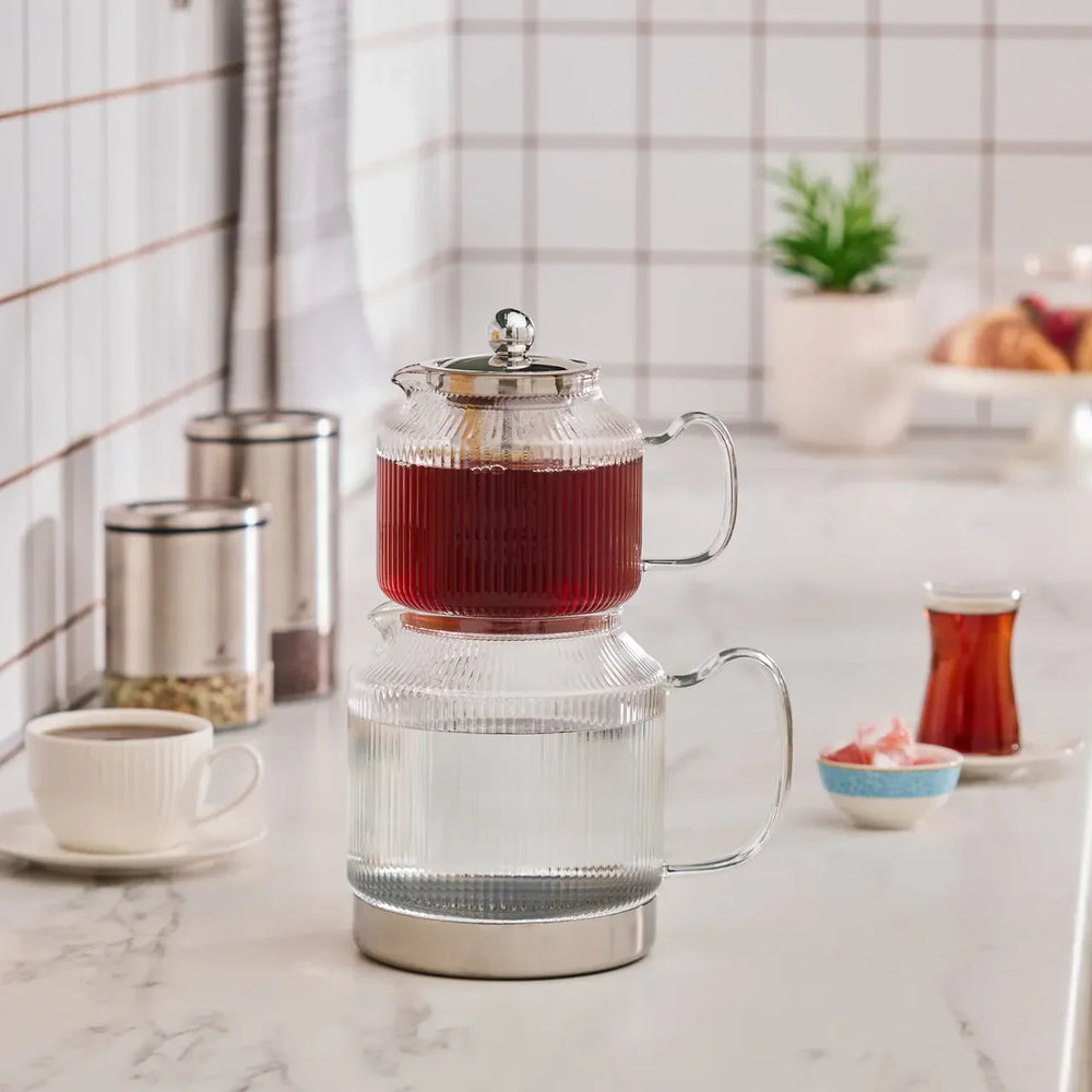 Karaca Kelly XL - Glazen Theepot - Borosilicaatglas - 2000 ml - Geschikt Voor alle Warmtebronnen