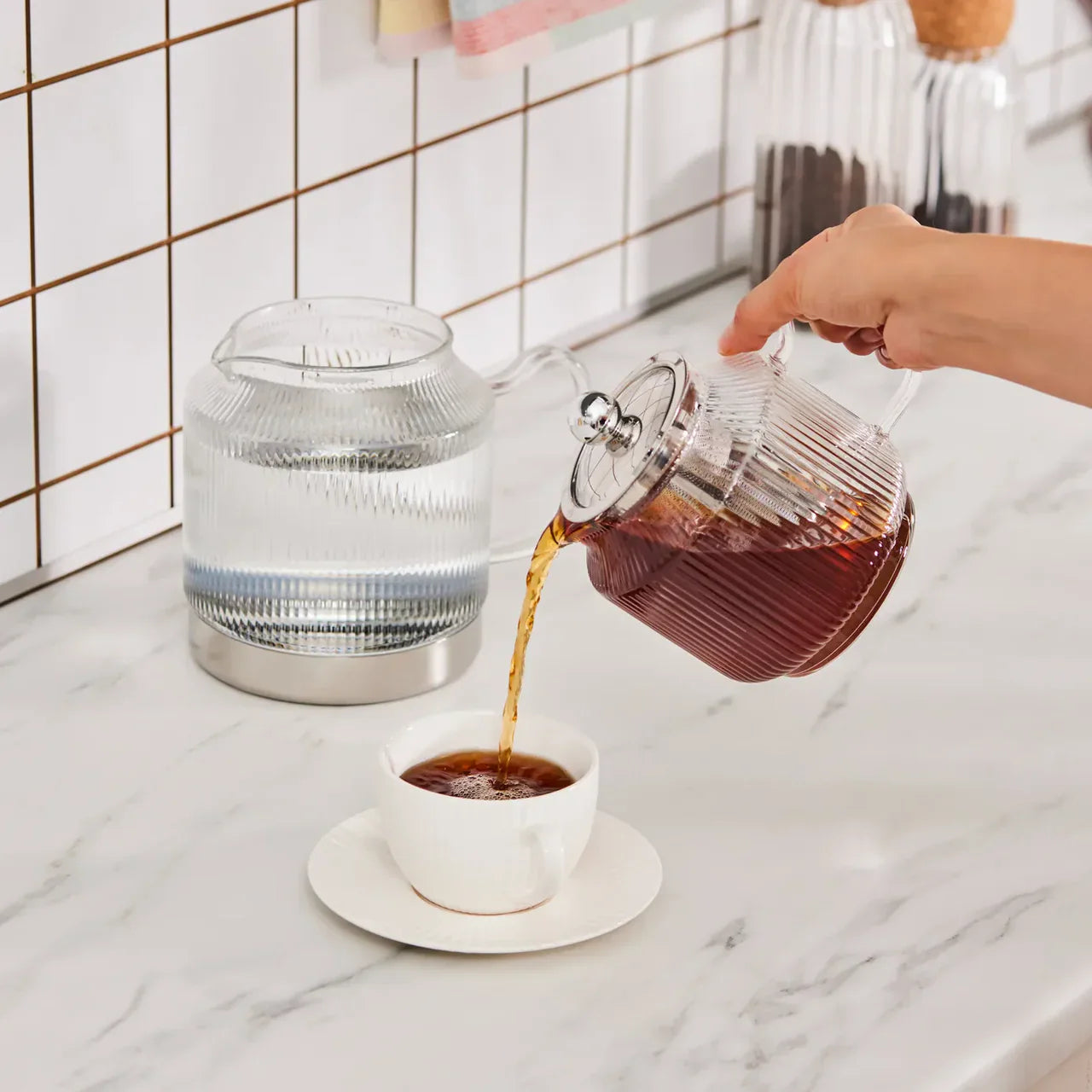 Karaca Kelly XL - Glazen Theepot - Borosilicaatglas - 2000 ml - Geschikt Voor alle Warmtebronnen