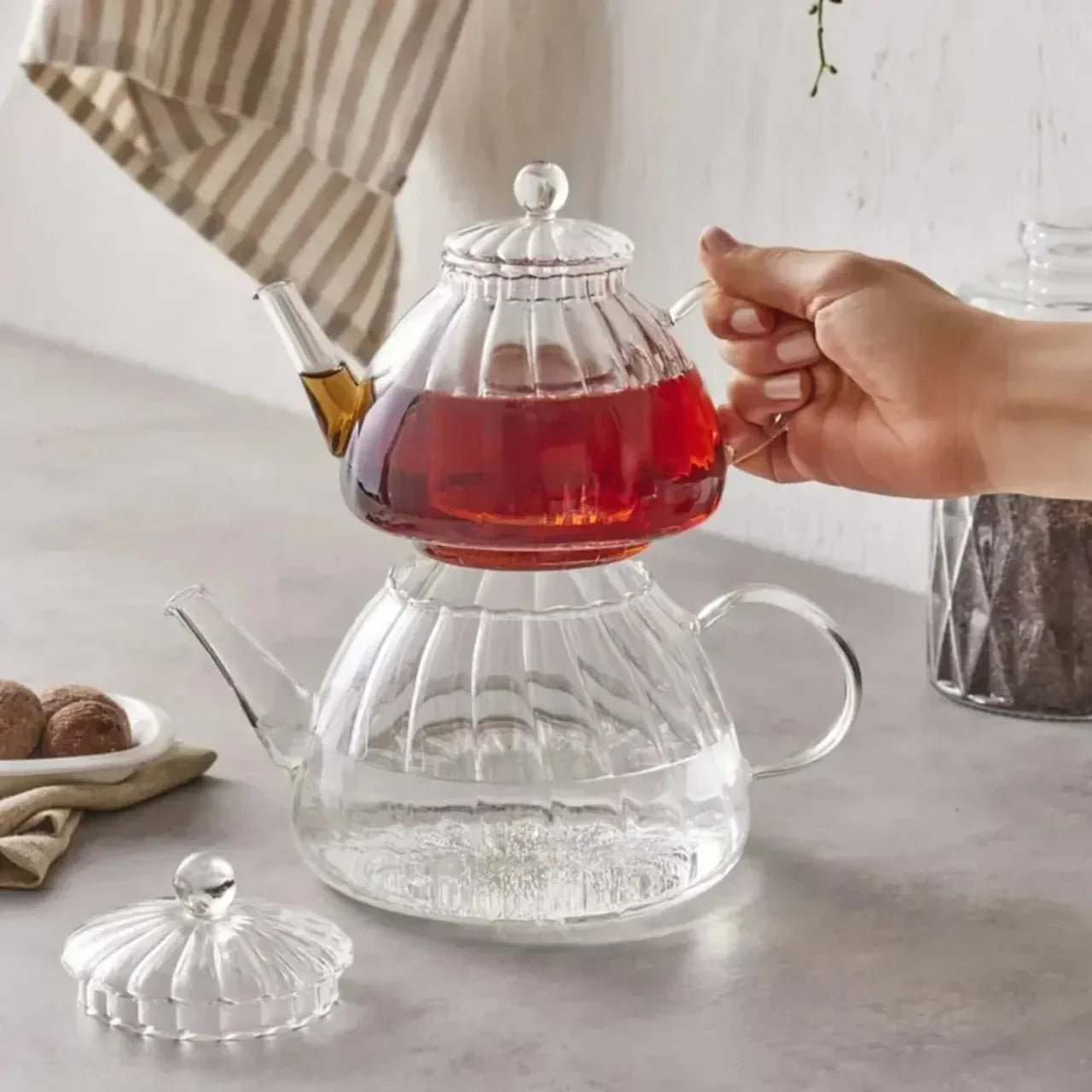Karaca Lori - Glazen Theepot - Borosilicaatglas - 1200 ml - Niet Geschikt voor Inductie