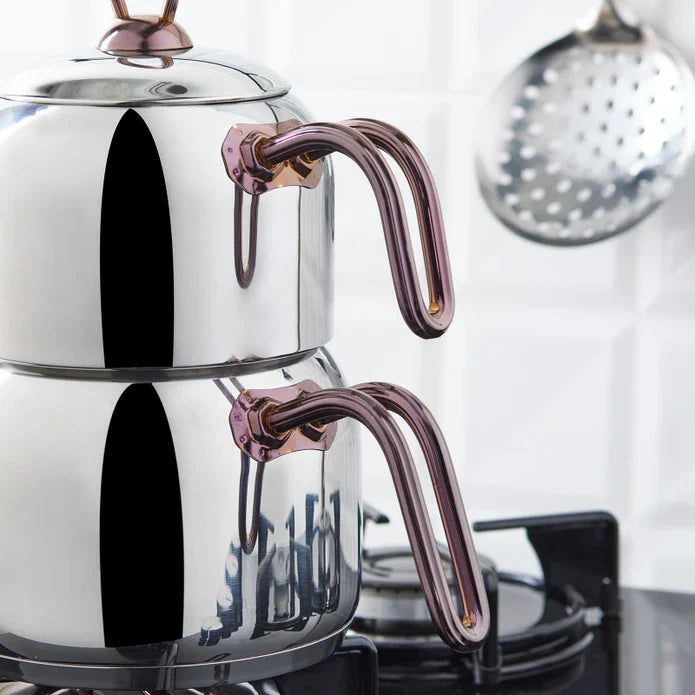 karaca Urban Midi - RVS Theepot met Rosegouden Handvaten - 1950 ml