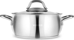 Karaca Emirgan - Roestvrijstalen Kookpan met Deksel - 24 cm - Zilver