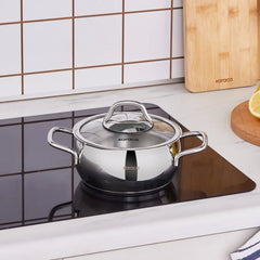 Karaca Emirgan -Roestvrijstalen Kookpot met Deksel - 16cm - Zilver
