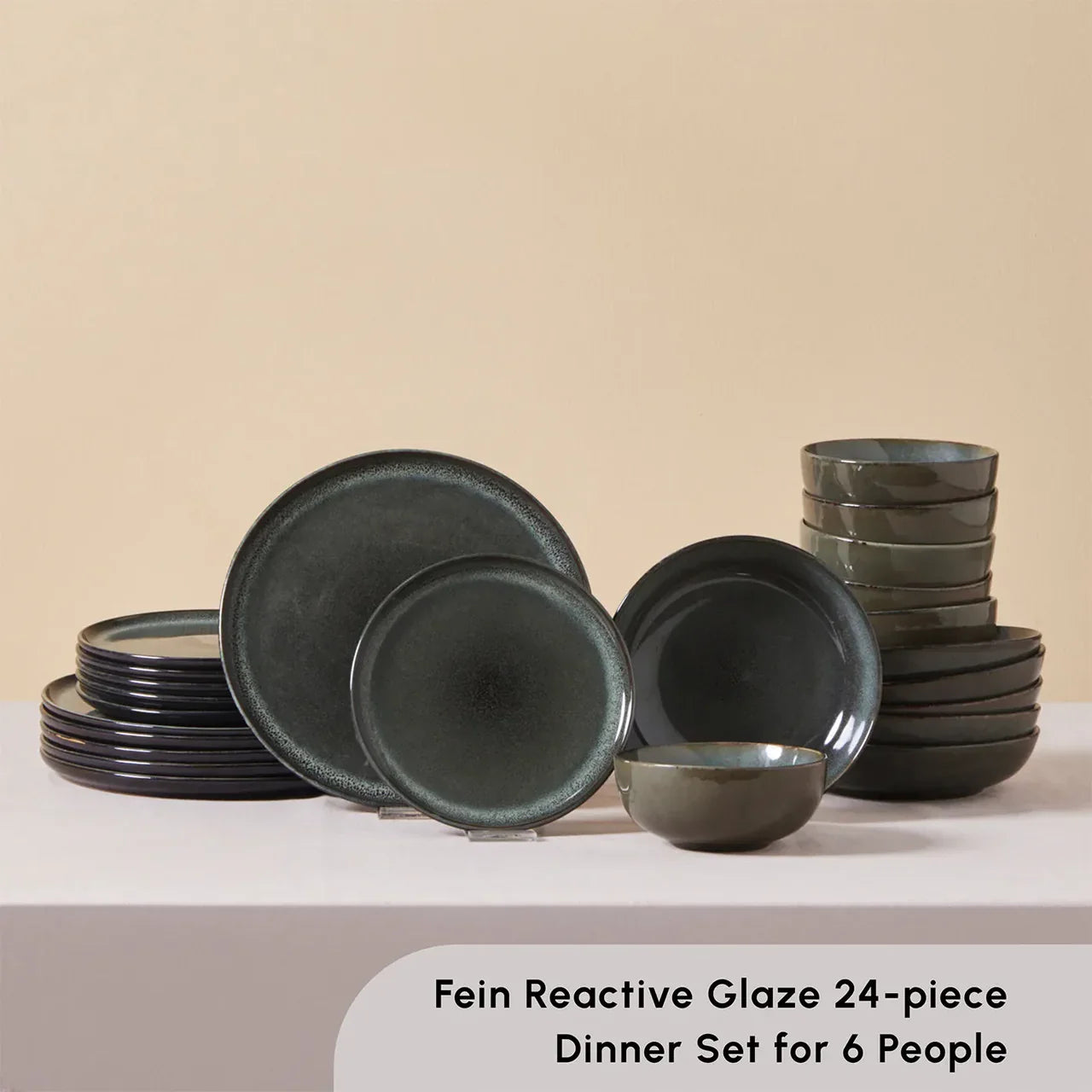 Karaca Fein Reactive serviesset - 6 Personen - 24-Delig - Reactief Eetservies - Organische vorm