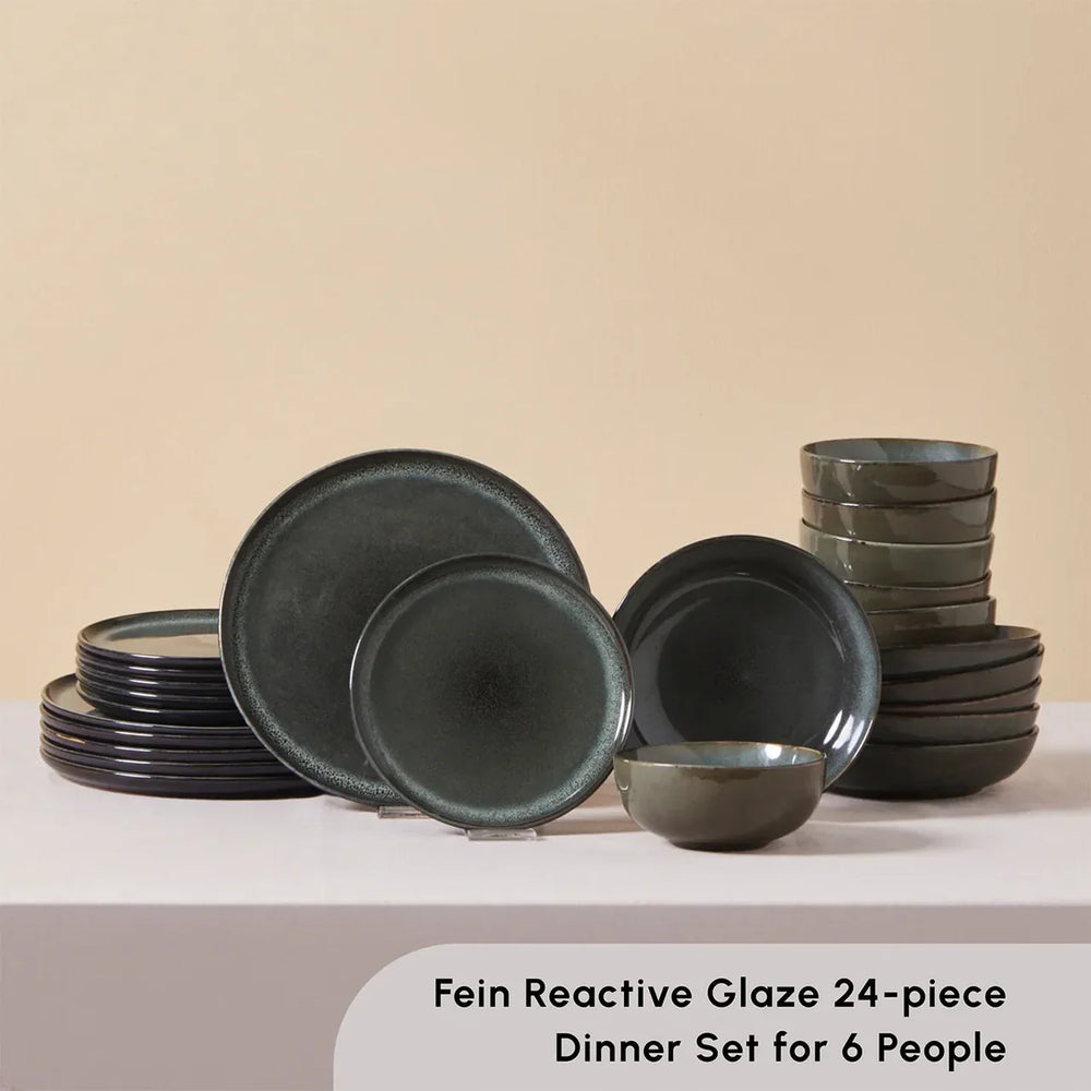 Karaca Fein Reactive serviesset - 6 Personen - 24-Delig - Reactief Eetservies - Organische vorm
