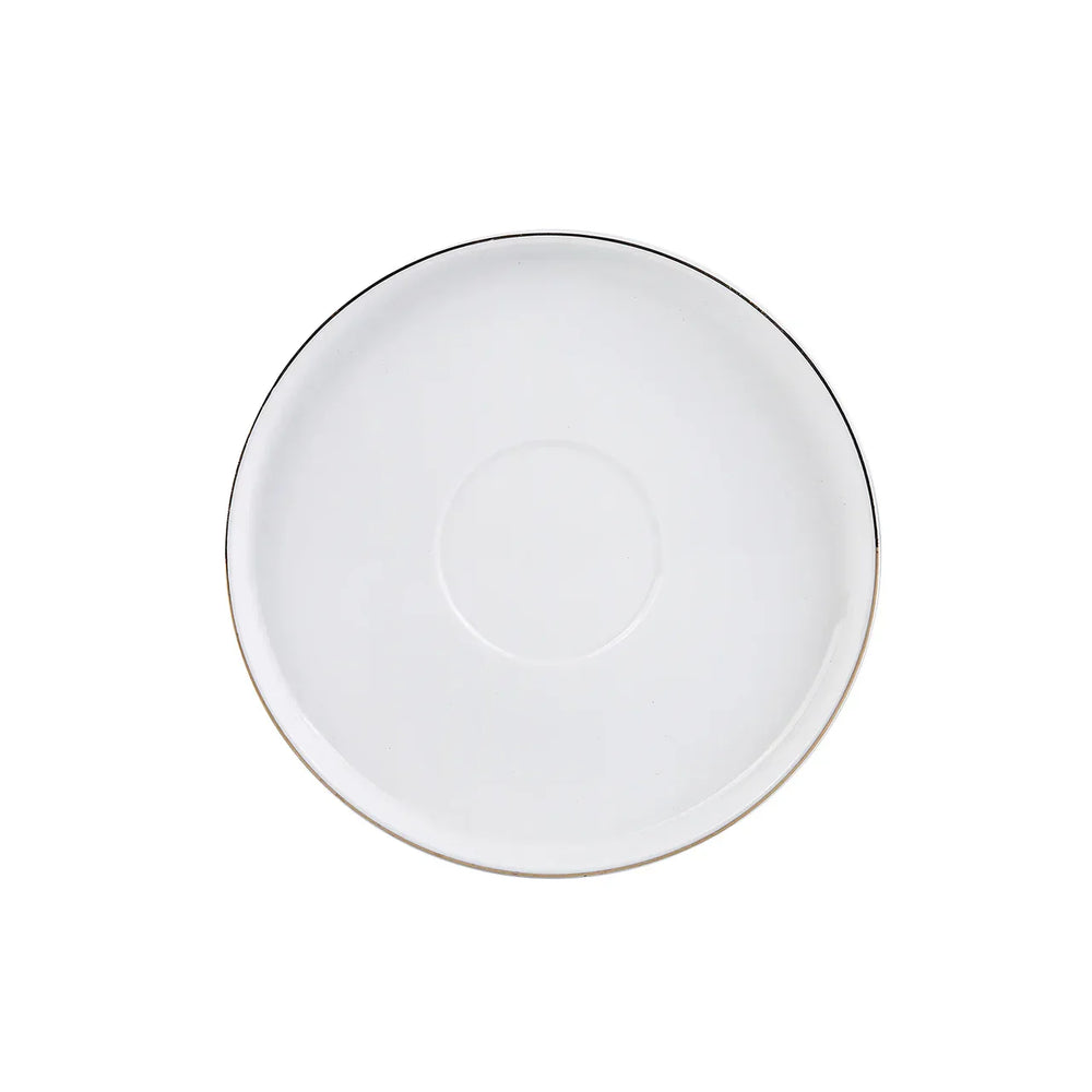 Karaca Saturn - 4-delige Porseleinen Theekop en Schotel set voor 2 Personen - 200ml - Goudwit