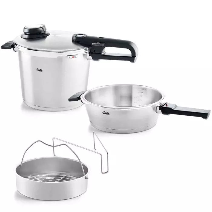 Fissler Vitavit Premium - RVS Snelkookpannen Set met Inzet - 2,5L + 6L