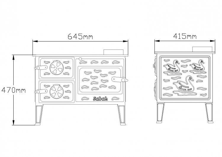 S32 Sabah Mini Kuzine Soba – Pizzaoven – Ideale Houtoven Voor Buitenkeuken – Boordoven en Tuinoven – Gietijzeren Kachel – Brandende Openhaard – Fornuis – Boerderijkachel met oven Keukenoven – Terraskachel – Houtkachel – Bruin