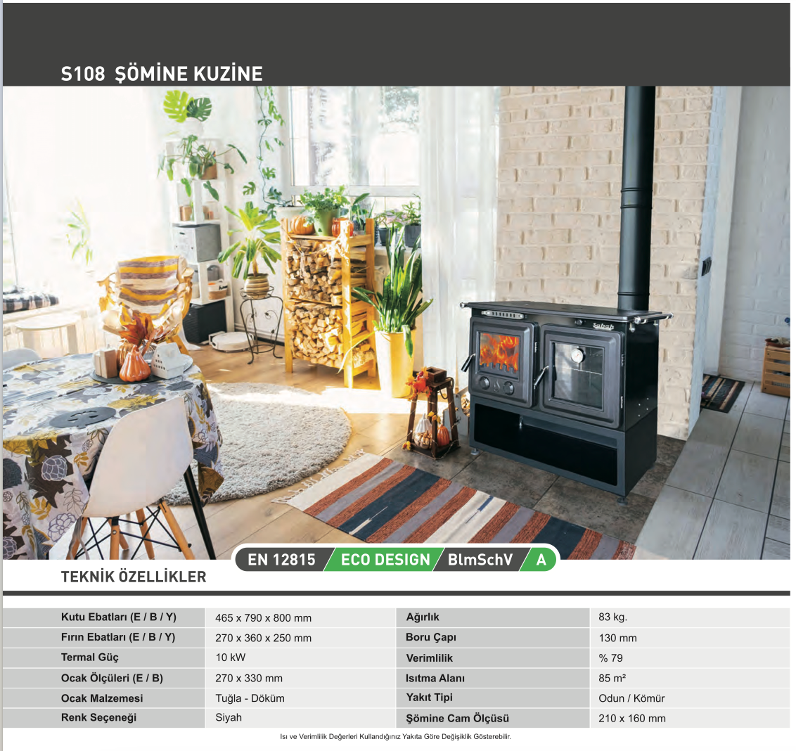 S108 Sabah Luxe Open Haard Kachel + Oven Met Thermometer – Gietijzer – Houtkachels- Houthaarden -Mat Zwart – 10 KW- Buiten Stalen Open Haard – Inclusief Ovengrill, Haak en Schraper