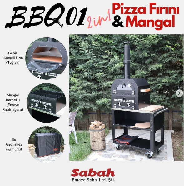 Sabah BBQ1 - Barbecue Kooltuinoven en Grill op Wielen met Hittebestendig Glas en Waterdichte Hoes