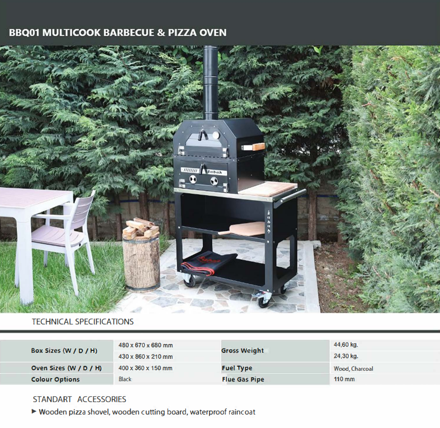 Sabah BBQ1 - Barbecue Kooltuinoven en Grill op Wielen met Hittebestendig Glas en Waterdichte Hoes
