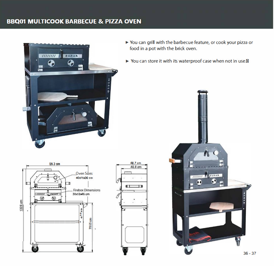 Sabah BBQ1 - Barbecue Kooltuinoven en Grill op Wielen met Hittebestendig Glas en Waterdichte Hoes
