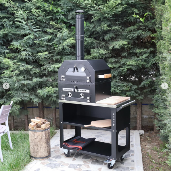 Sabah BBQ1 - Barbecue Kooltuinoven en Grill op Wielen met Hittebestendig Glas en Waterdichte Hoes