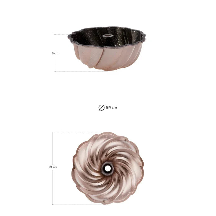 Karaca Pare - Gietijzeren Bakvorm – 24 cm - 400°C Hittebestendig – Metallic Poederroze