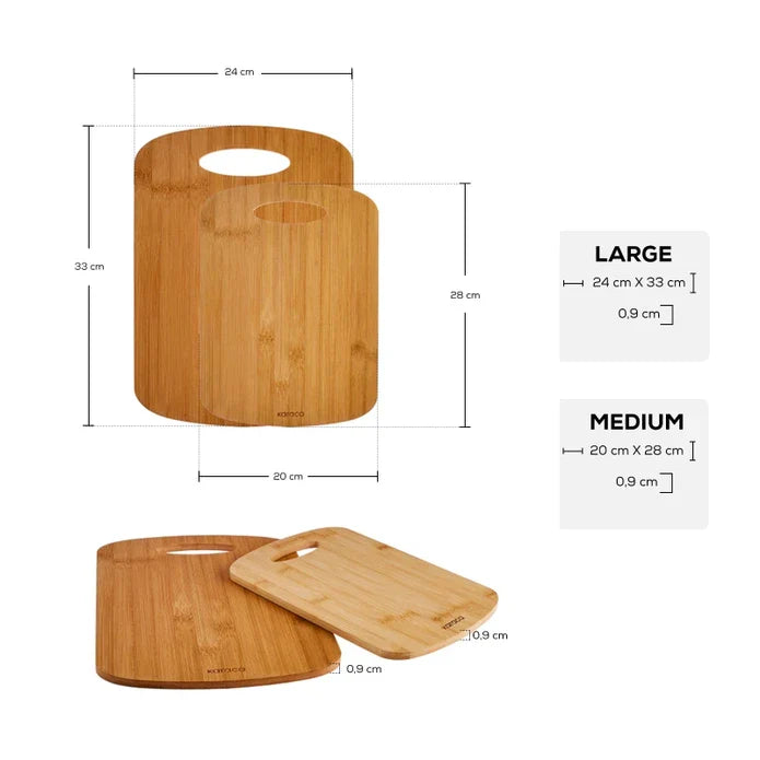 Karaca Defne - 2-delige Bambu Snijplank Set - 33 x 24 cm + 28 x 20 cm
