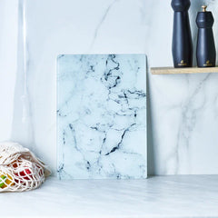 Karaca Ayaz - Deep Glas Snijplank - Wit - Marmerdesign - 25 x 35 cm
