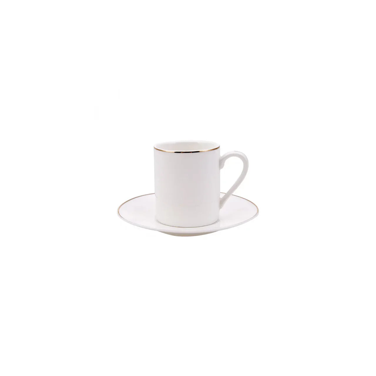 Karaca Elda - Porseleinen Koffiekopjes Set met Onderzetters - Wit Goud - 6-Persoons - 80 ml