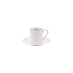 Karaca Elda - Porseleinen Koffiekopjes Set met Onderzetters - Wit Goud - 6-Persoons - 80 ml