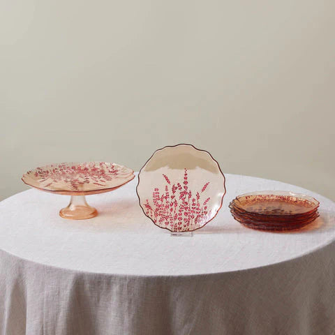 Karaca Red Lavender - 7-delige Taartset – Glas