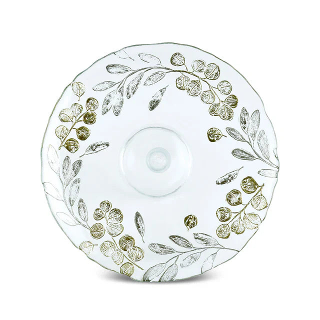 Karaca Eucalyptus - 7-delige Glazen Dessertset – Taartstandaard en Dessertborden