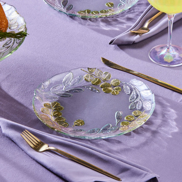 Karaca Eucalyptus - 7-delige Glazen Dessertset – Taartstandaard en Dessertborden