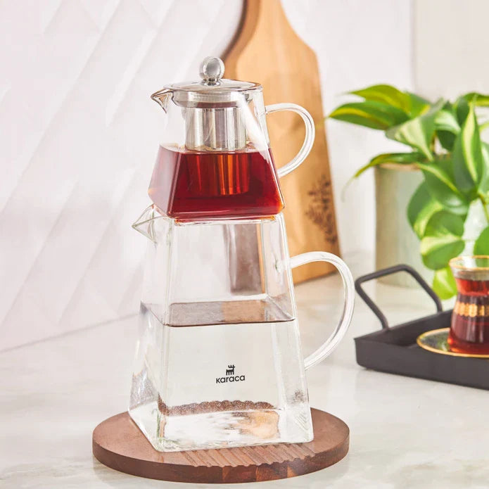 Karaca Giza - Glazen Theepot - 1500 ml - Borosilikaatglas - RVS zeef - Geschikt Voor Alle Warmtebronnen