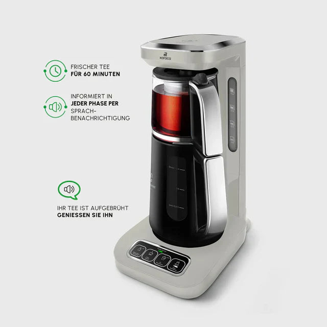 Karaca Caysever Robotea Pro - 4-in-1 Theemaker - Waterkoker en Filterkoffiezetapparaat met Spraakfunctie - Starlight - Engelse Versie
