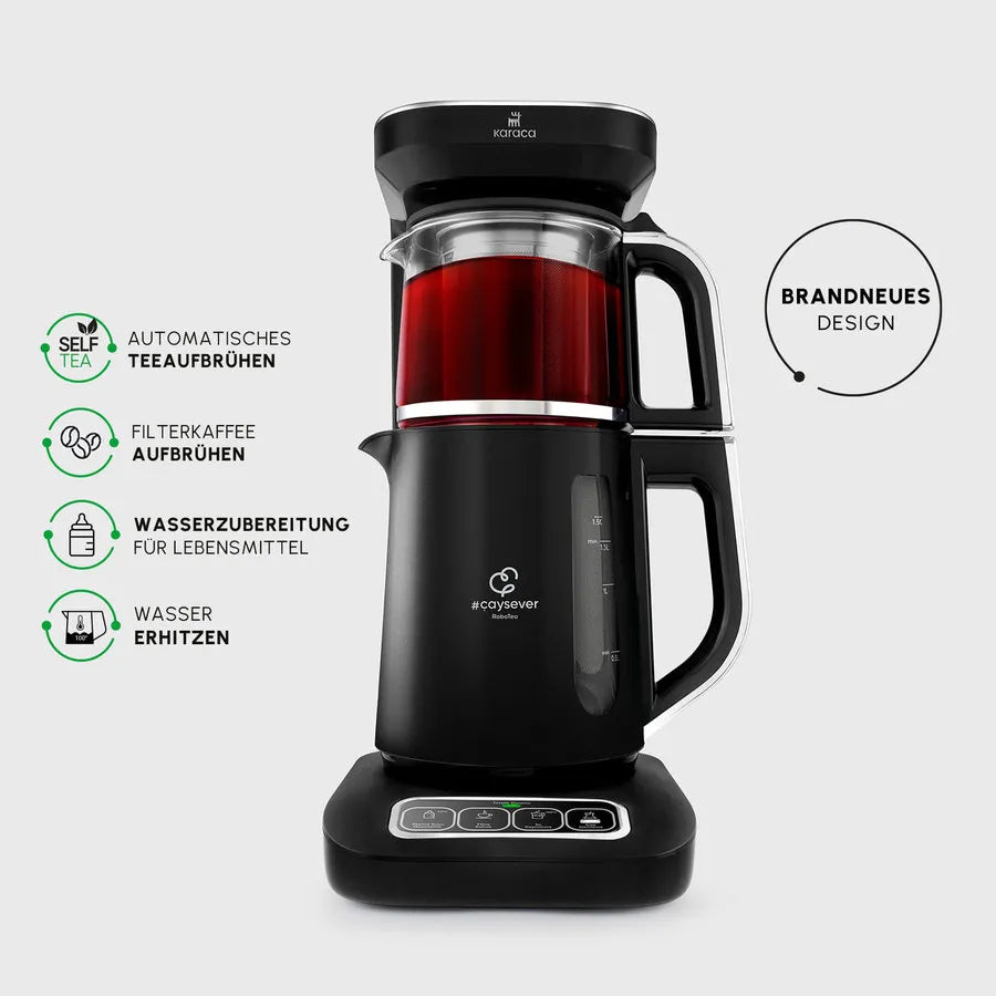 Karaca Caysever Robotea Pro - 4 in 1 - Sprekende Theezetter/waterkooker en filterkoffiezetter - 2500 W - Chrome - Engels versie