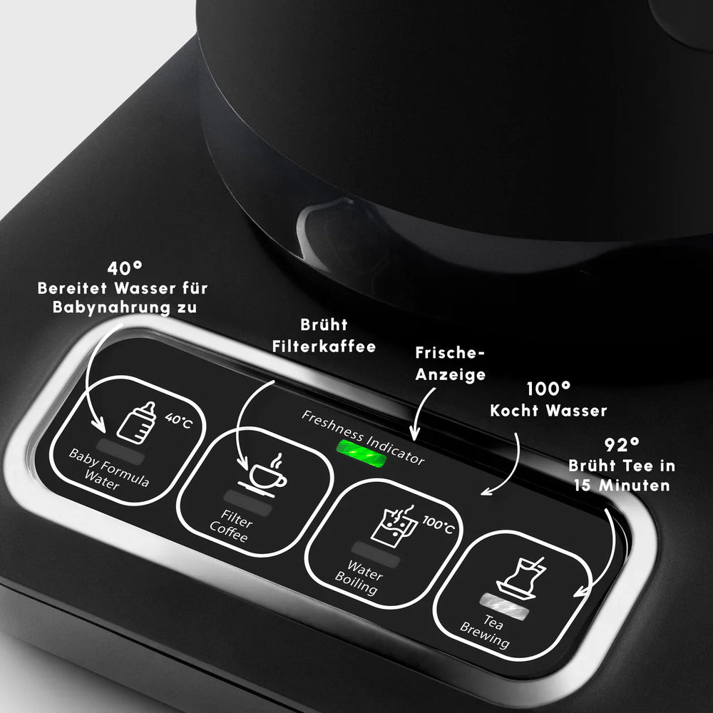 Karaca Caysever Robotea Pro - 4 in 1 - Sprekende Theezetter/waterkooker en filterkoffiezetter - 2500 W - Chrome - Engels versie
