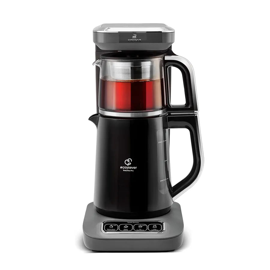 Karaca Caysever Robotea Pro – 4 in 1 – Sprekende Theezetter/waterkooker en filterkoffiezetter – 2500 W – Space Gray - Engelse versie