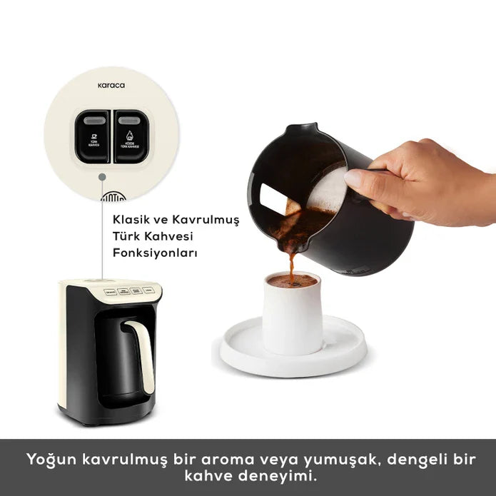 Karaca Hatır Köz - Turkse Koffieapparaat - Soft Cream – 5 Kopjes, Automatische Temperatuurregeling, Köz Aroma