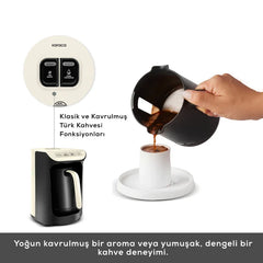 Karaca Hatır Köz - Turkse Koffieapparaat - Soft Cream – 5 Kopjes, Automatische Temperatuurregeling, Köz Aroma