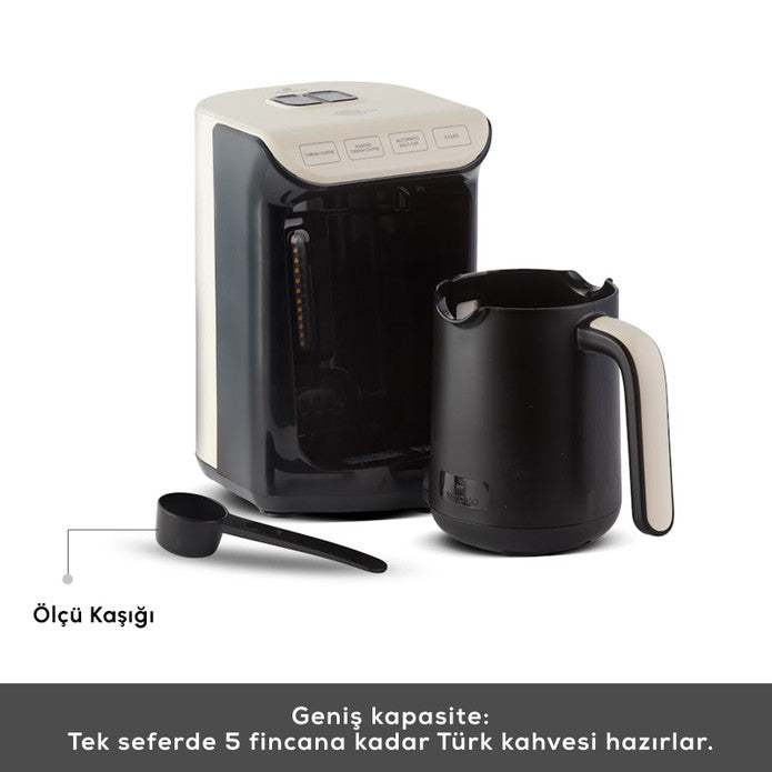 Karaca Hatır Köz - Turkse Koffieapparaat - Soft Cream – 5 Kopjes, Automatische Temperatuurregeling, Köz Aroma