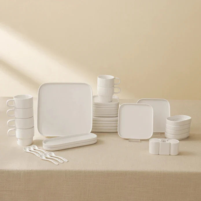Karaca Stream Bone Cubique - 35-delige Ontbijtset - 6 Persoons - Porselein