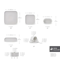 Karaca Stream Bone Cubique - 35-delige Ontbijtset - 6 Persoons - Porselein