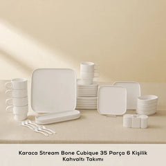 Karaca Stream Bone Cubique - 35-delige Ontbijtset - 6 Persoons - Porselein