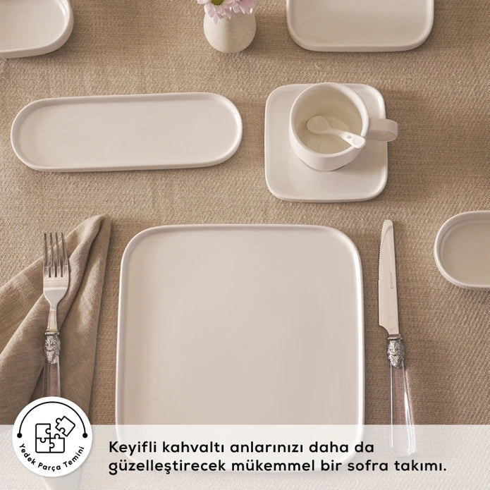 Karaca Stream Bone Cubique - 35-delige Ontbijtset - 6 Persoons - Porselein