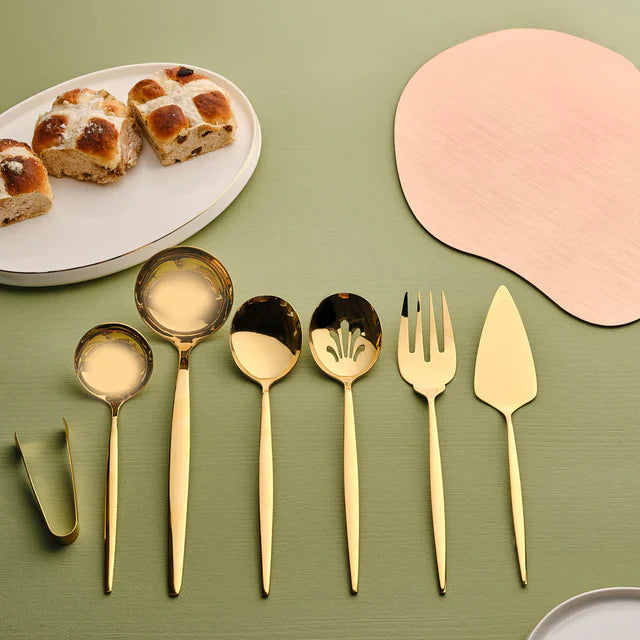 Karaca Orion - Shiny Gold - 7-delige Servies Set - Glanzend Goud - RVS