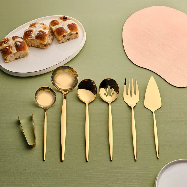 Karaca Orion - Shiny Gold - 7-delige Servies Set - Glanzend Goud - RVS