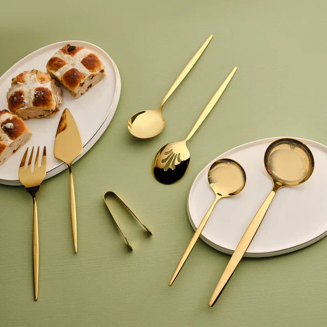 Karaca Orion - Shiny Gold - 7-delige Servies Set - Glanzend Goud - RVS
