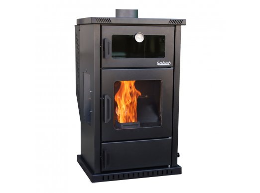 PLT02 Sabah Pelletkachel met Oven – Efficiënte Verwarming & Bakfunctionaliteit, 13 kg Capaciteit, 75-80 m², Mat Zwart - Inclusief: schraper, haak en Bakplaat