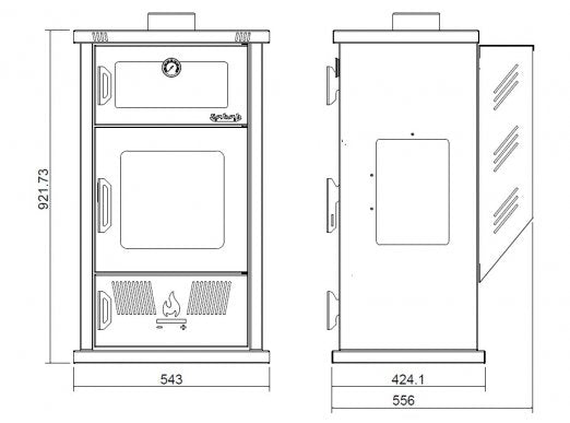 PLT02 Sabah Pelletkachel met Oven – Efficiënte Verwarming & Bakfunctionaliteit, 13 kg Capaciteit, 75-80 m², Mat Zwart - Inclusief: schraper, haak en Bakplaat