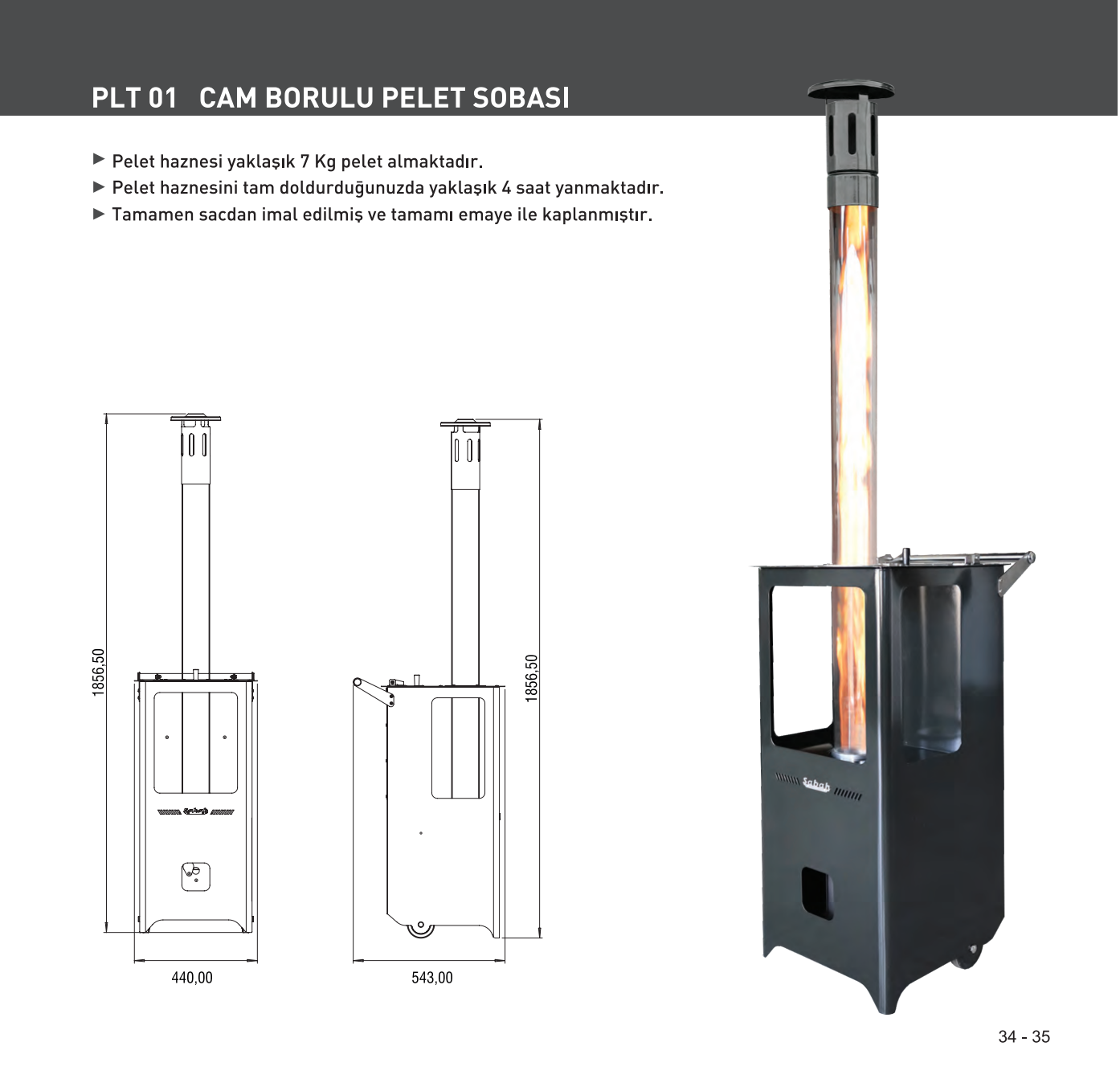 PLT01 Pelletkachel met Glazen Pijp – Draagbare en Stijlvolle Buitenverwarming met 7 kg Capaciteit- Modern Ontwerp - Inclusief Schraper, Haak en Bakplaat