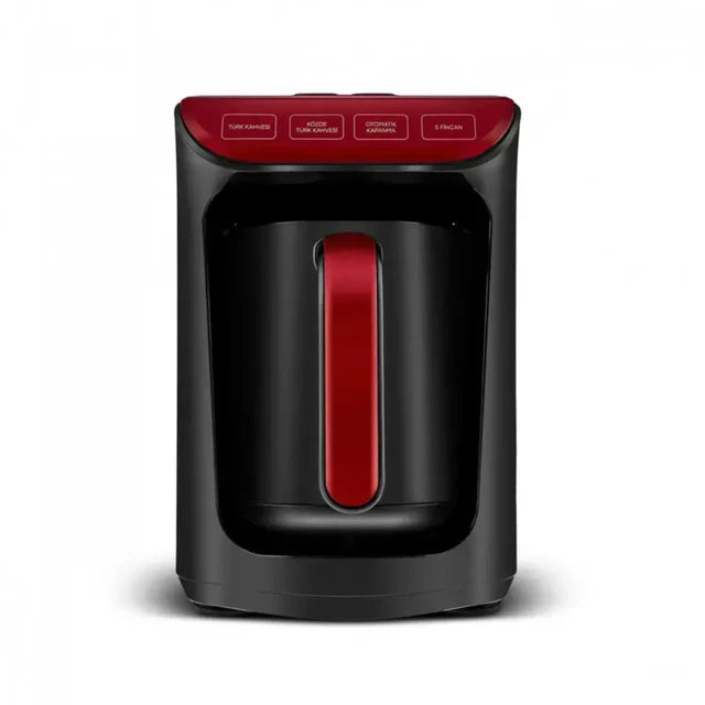 Karaca Hatır Koz - Turkse Koffiemachine met Roosterfunctie - Cherry Rood - voor 5 kopjes koffie met schuim