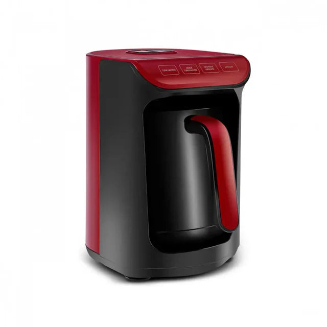 Karaca Hatır Koz - Turkse Koffiemachine met Roosterfunctie - Cherry Rood - voor 5 kopjes koffie met schuim