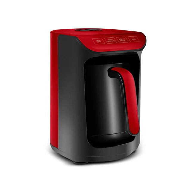 Karaca Hatır Koz - Turkse Koffiemachine met Roosterfunctie - Cherry Rood - voor 5 kopjes koffie met schuim