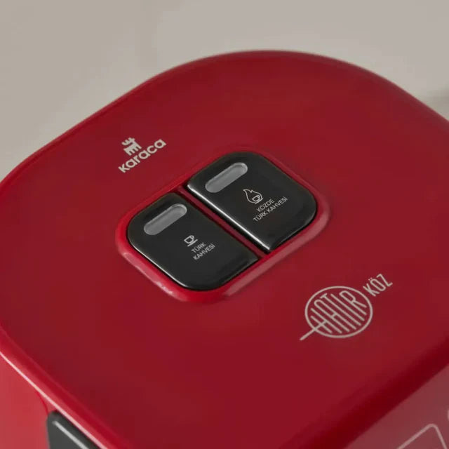 Karaca Hatır Koz - Turkse Koffiemachine met Roosterfunctie - Cherry Rood - voor 5 kopjes koffie met schuim