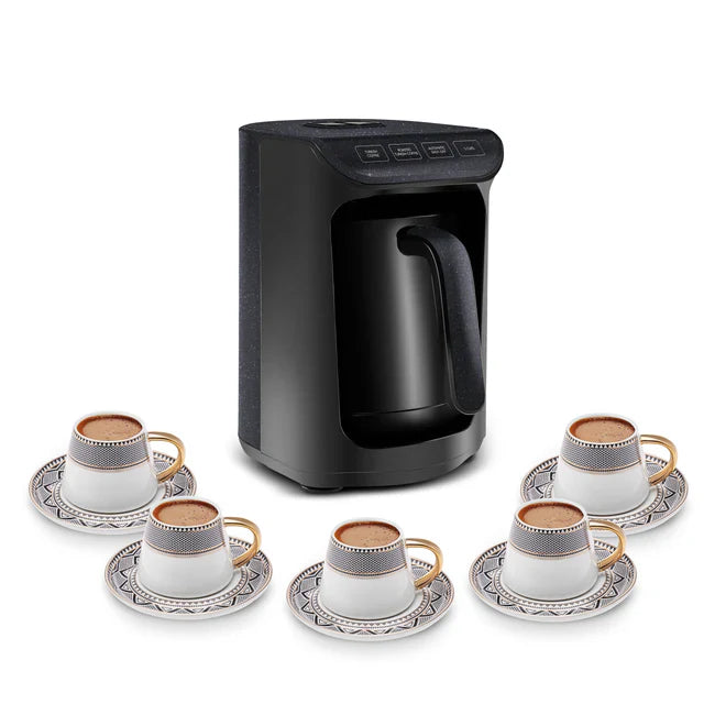 Karaca Hatır Koz – Shiny Black Milky – Turkse Koffiezetapparaat – 5 Kopjes – Koffiezetapparaat met Melkopschuimer